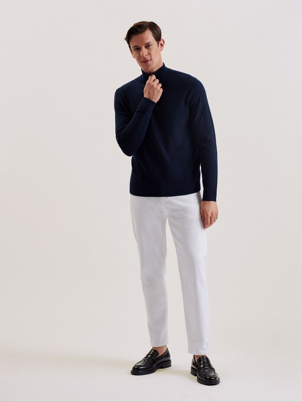 Ted Baker London Men's Textured Quarter Zip Tunnel Sweater